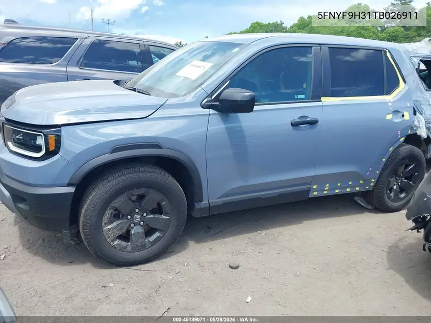 2026 Honda Passport Awd Rtl/Awd Rtl Blackout/Awd Rtl Towing VIN: 5FNYF9H31TB026911 Lot: 45189071