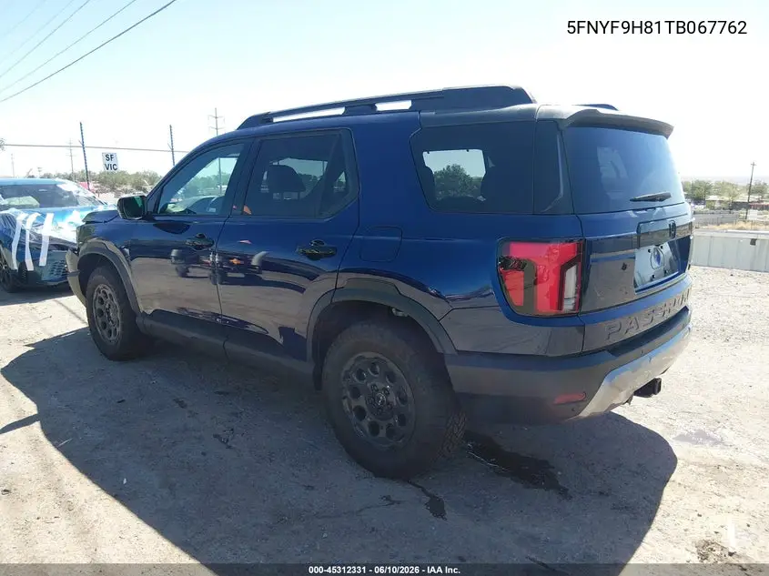 2026 Honda Passport Awd Trailsport Elite/Awd Trailsport Elite Blackout VIN: 5FNYF9H81TB067762 Lot: 45312331