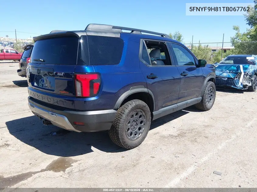 2026 Honda Passport Awd Trailsport Elite/Awd Trailsport Elite Blackout VIN: 5FNYF9H81TB067762 Lot: 45312331