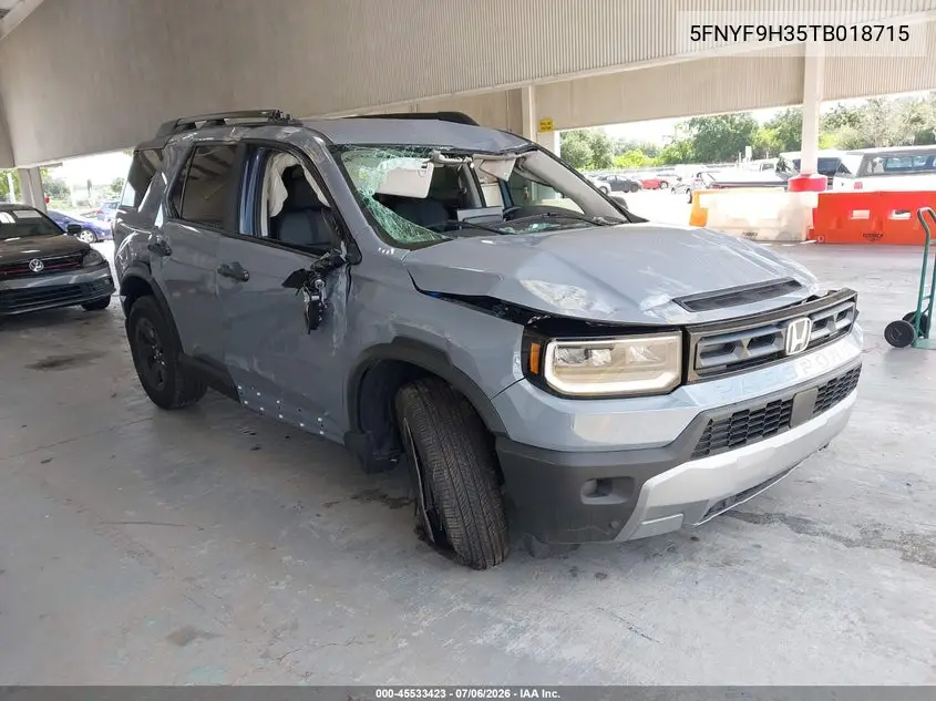 2026 Honda Passport Awd Rtl/Awd Rtl Blackout/Awd Rtl Towing VIN: 5FNYF9H35TB018715 Lot: 45533423