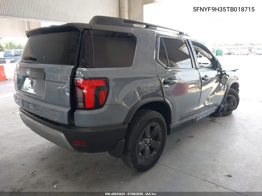 2026 Honda Passport Awd Rtl/Awd Rtl Blackout/Awd Rtl Towing VIN: 5FNYF9H35TB018715 Lot: 45533423