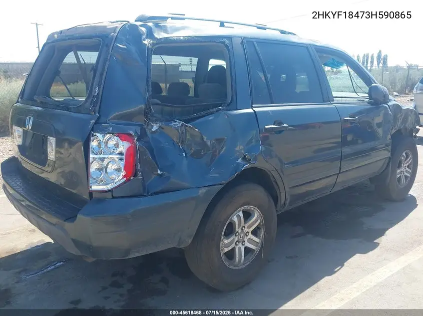 2003 Honda Pilot Ex VIN: 2HKYF18473H590865 Lot: 45618468
