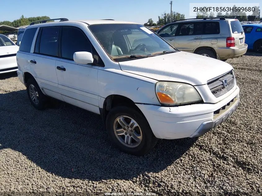 2003 Honda Pilot Ex-L VIN: 2HKYF18563H599680 Lot: 45619673
