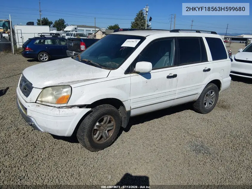 2003 Honda Pilot Ex-L VIN: 2HKYF18563H599680 Lot: 45619673