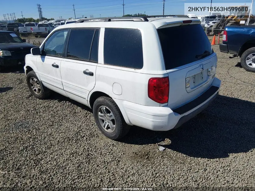 2003 Honda Pilot Ex-L VIN: 2HKYF18563H599680 Lot: 45619673