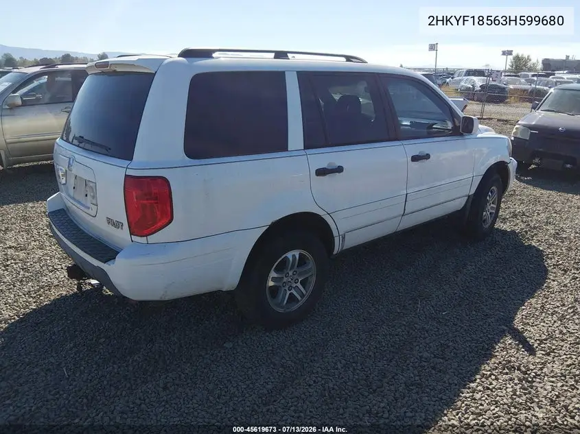 2003 Honda Pilot Ex-L VIN: 2HKYF18563H599680 Lot: 45619673