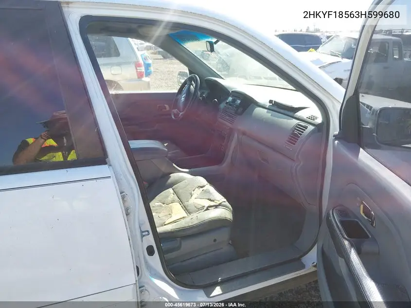 2003 Honda Pilot Ex-L VIN: 2HKYF18563H599680 Lot: 45619673