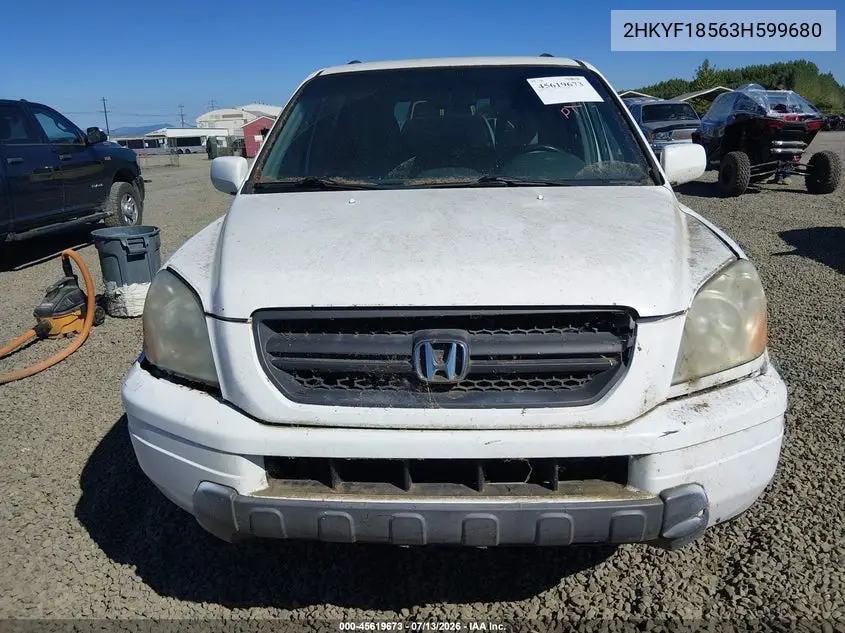 2003 Honda Pilot Ex-L VIN: 2HKYF18563H599680 Lot: 45619673
