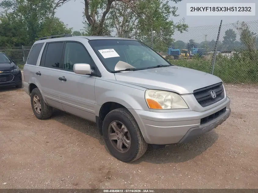 2003 Honda Pilot Ex-L VIN: 2HKYF185X3H512332 Lot: 45646618
