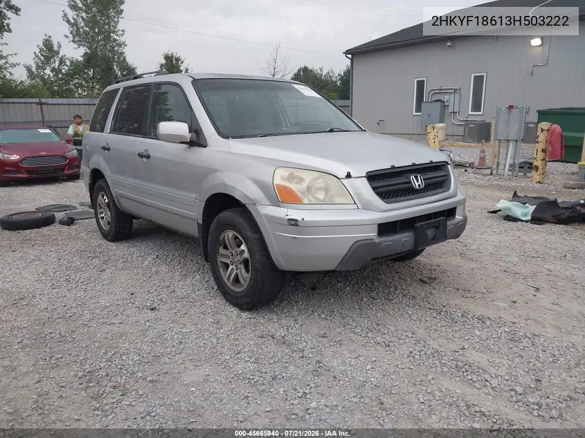 2003 Honda Pilot Ex-L VIN: 2HKYF18613H503222 Lot: 45665940