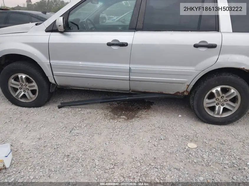 2003 Honda Pilot Ex-L VIN: 2HKYF18613H503222 Lot: 45665940