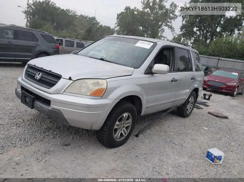 2003 Honda Pilot Ex-L VIN: 2HKYF18613H503222 Lot: 45665940