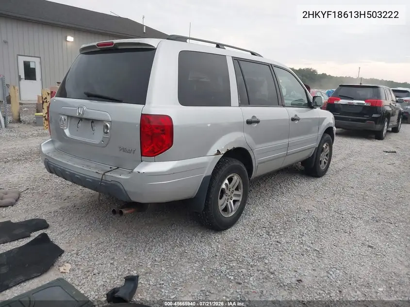 2003 Honda Pilot Ex-L VIN: 2HKYF18613H503222 Lot: 45665940