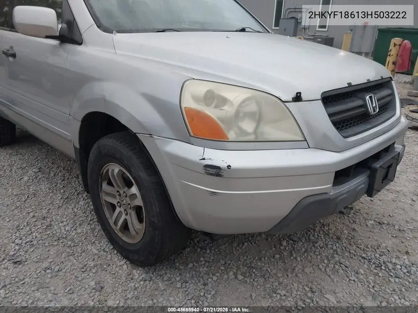 2003 Honda Pilot Ex-L VIN: 2HKYF18613H503222 Lot: 45665940