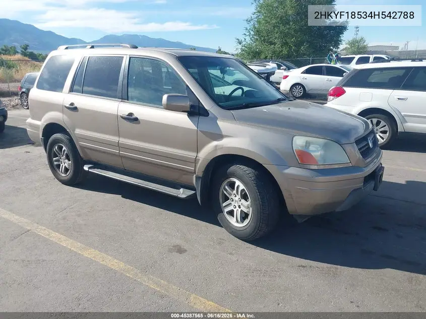 2004 Honda Pilot Ex-L VIN: 2HKYF18534H542788 Lot: 45387565