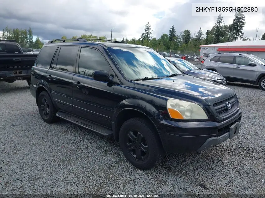 2005 Honda Pilot Ex-L VIN: 2HKYF18595H502880 Lot: 45343081