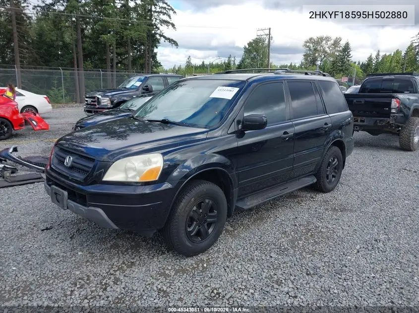 2005 Honda Pilot Ex-L VIN: 2HKYF18595H502880 Lot: 45343081