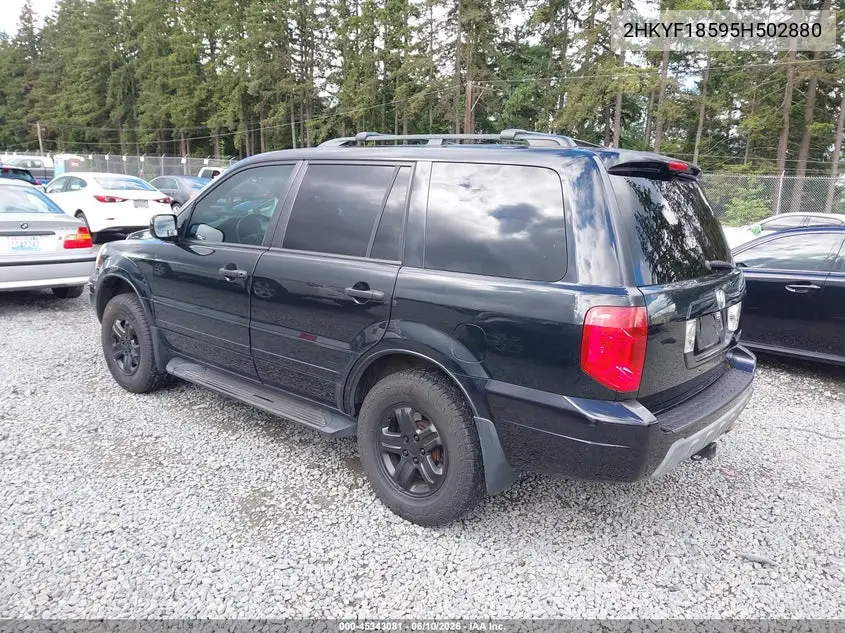 2005 Honda Pilot Ex-L VIN: 2HKYF18595H502880 Lot: 45343081