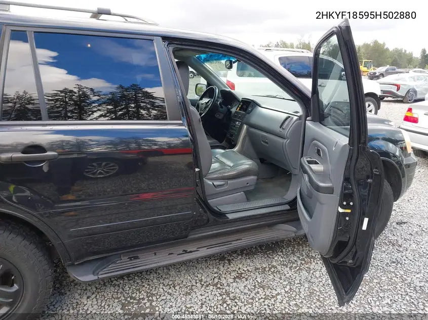 2005 Honda Pilot Ex-L VIN: 2HKYF18595H502880 Lot: 45343081
