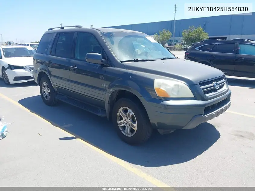 2005 Honda Pilot Ex VIN: 2HKYF18425H554830 Lot: 45456190