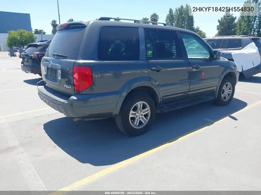 2005 Honda Pilot Ex VIN: 2HKYF18425H554830 Lot: 45456190