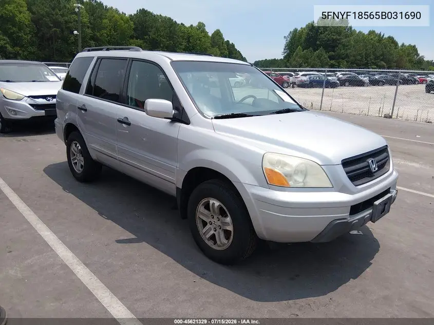 2005 Honda Pilot Ex-L VIN: 5FNYF18565B031690 Lot: 45621329