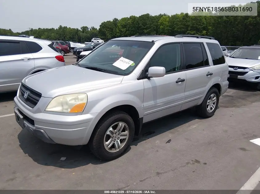 2005 Honda Pilot Ex-L VIN: 5FNYF18565B031690 Lot: 45621329