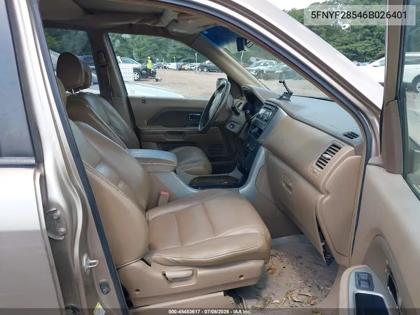 2006 Honda Pilot Ex-L VIN: 5FNYF28546B026401 Lot: 45453617