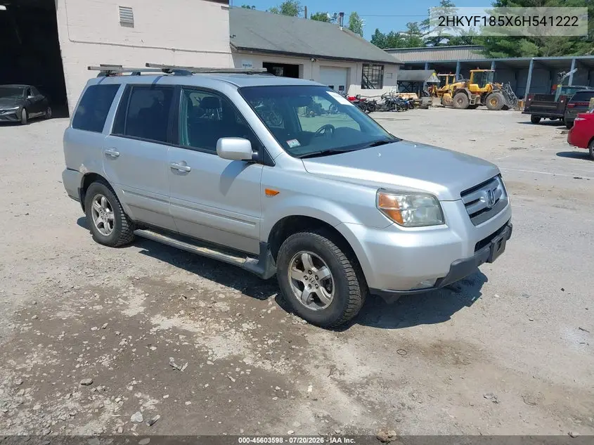 2006 Honda Pilot Ex-L VIN: 2HKYF185X6H541222 Lot: 45603598