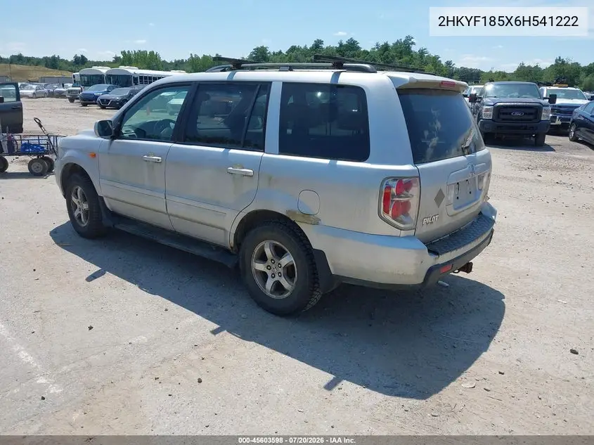 2006 Honda Pilot Ex-L VIN: 2HKYF185X6H541222 Lot: 45603598