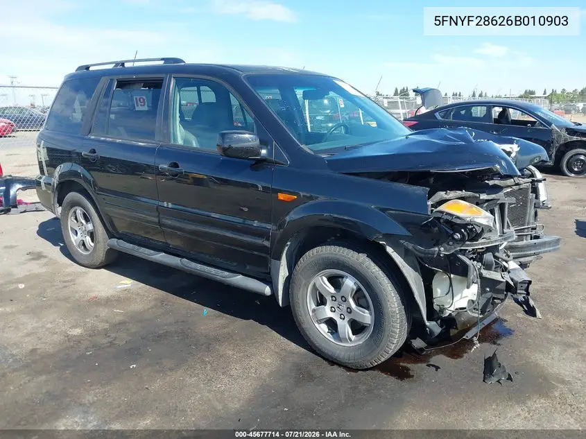 2006 Honda Pilot Ex-L VIN: 5FNYF28626B010903 Lot: 45677714