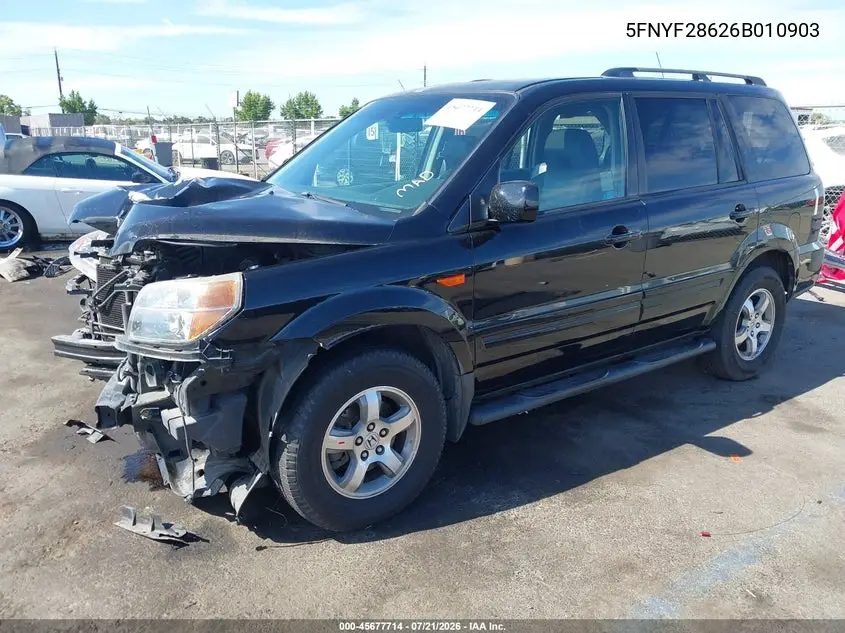 2006 Honda Pilot Ex-L VIN: 5FNYF28626B010903 Lot: 45677714