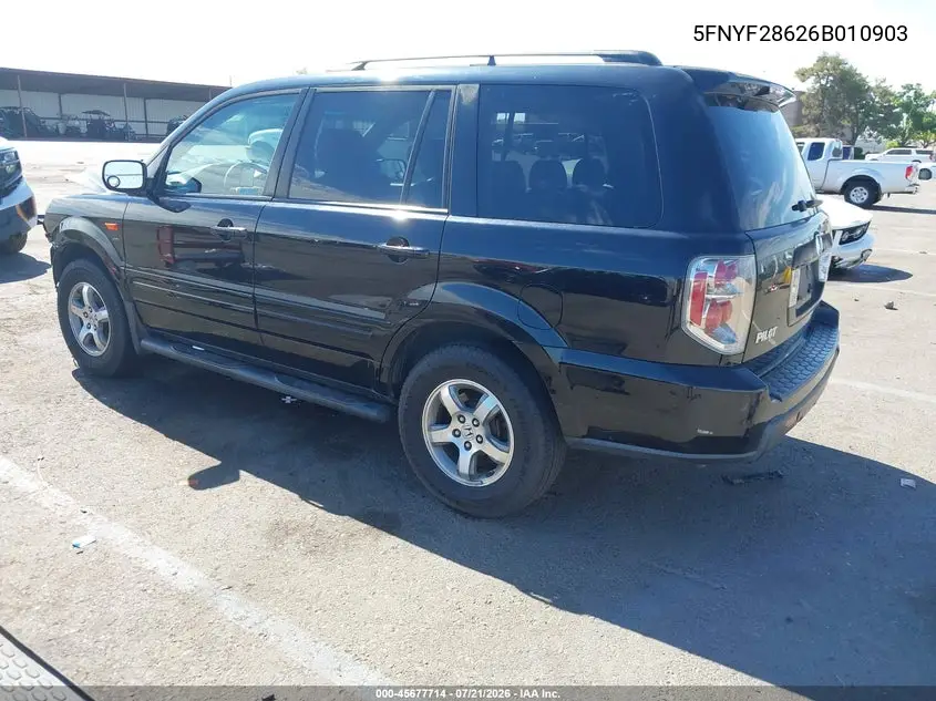 2006 Honda Pilot Ex-L VIN: 5FNYF28626B010903 Lot: 45677714