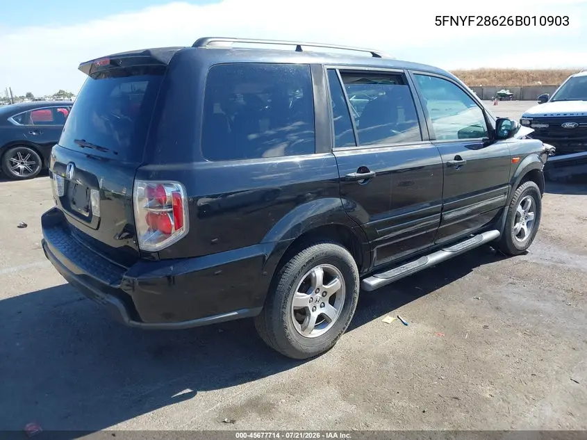 2006 Honda Pilot Ex-L VIN: 5FNYF28626B010903 Lot: 45677714