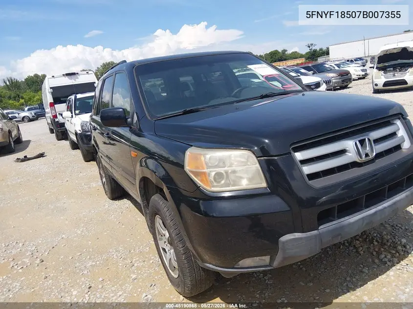 5FNYF18507B007355 2007 Honda Pilot Ex-L