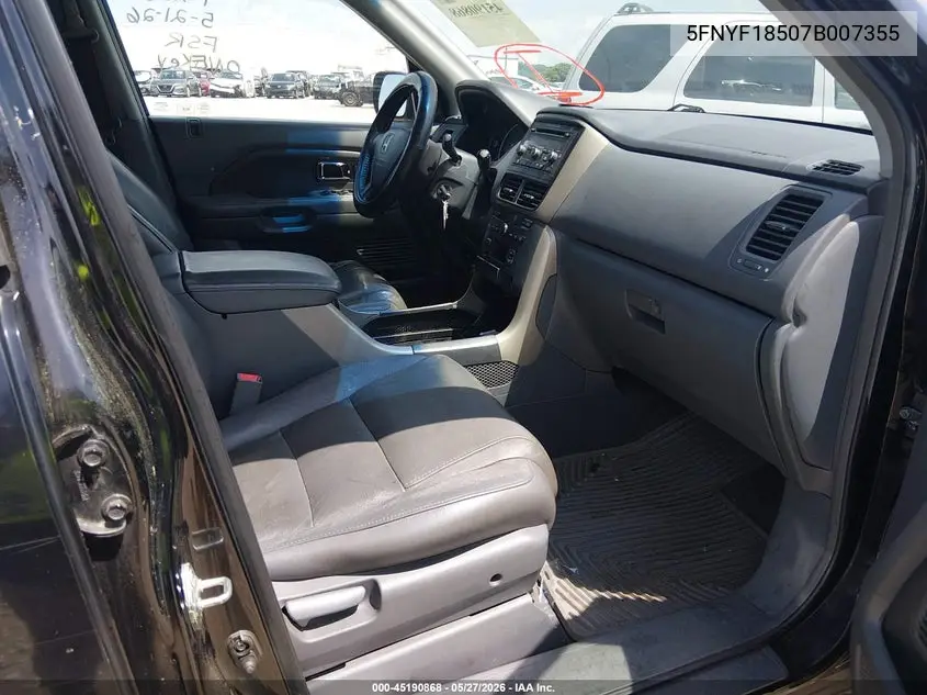 5FNYF18507B007355 2007 Honda Pilot Ex-L