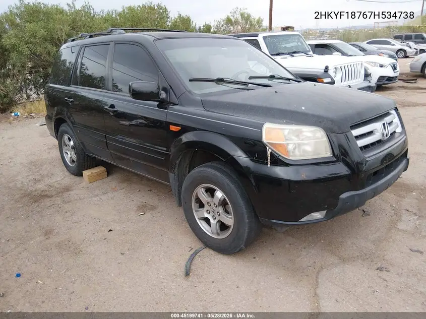 2007 Honda Pilot Ex-L VIN: 2HKYF18767H534738 Lot: 45199741