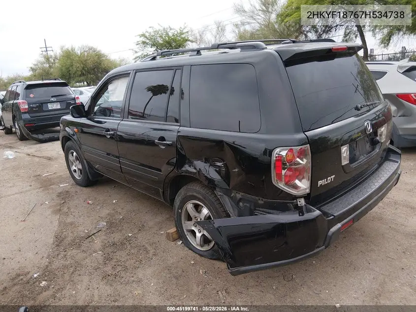 2007 Honda Pilot Ex-L VIN: 2HKYF18767H534738 Lot: 45199741