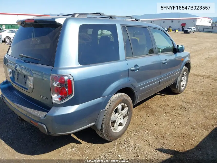 2007 Honda Pilot Ex-L VIN: 5FNYF18547B023557 Lot: 45639977