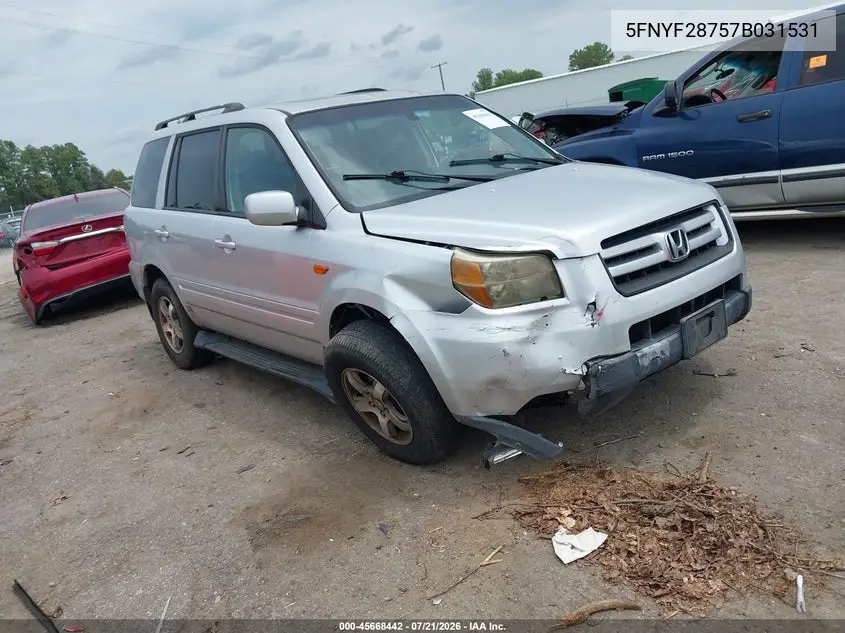 2007 Honda Pilot Ex-L VIN: 5FNYF28757B031531 Lot: 45668442