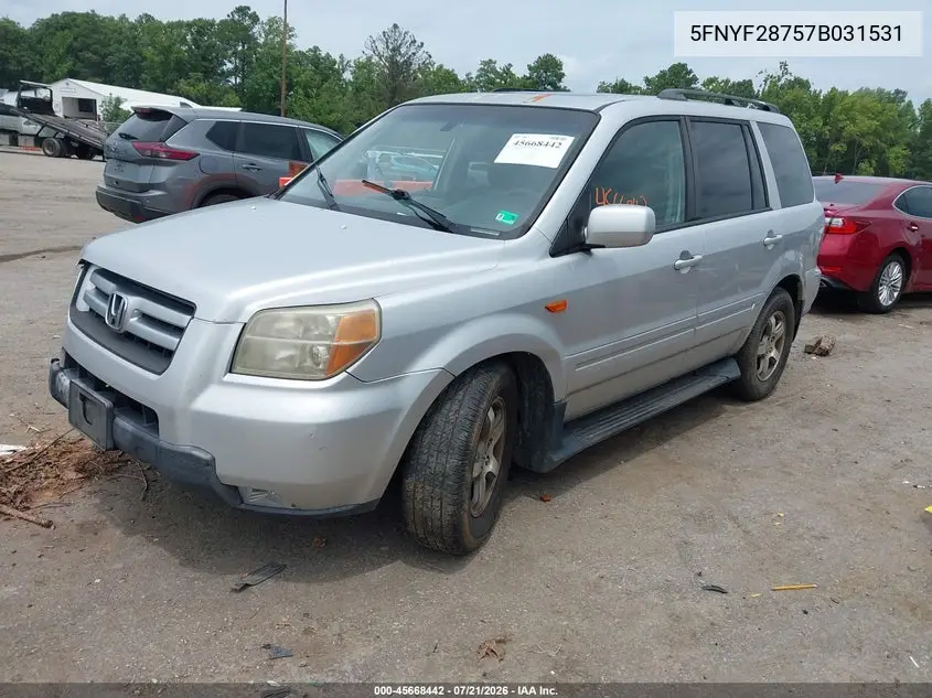 2007 Honda Pilot Ex-L VIN: 5FNYF28757B031531 Lot: 45668442