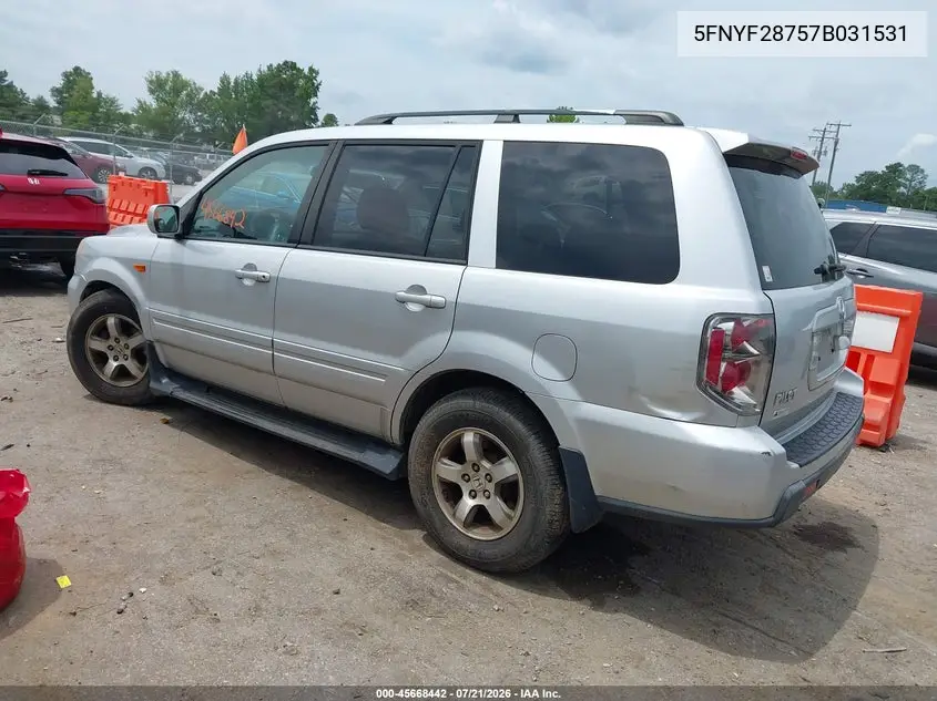 2007 Honda Pilot Ex-L VIN: 5FNYF28757B031531 Lot: 45668442