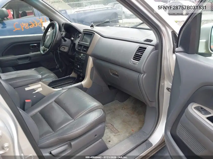 2007 Honda Pilot Ex-L VIN: 5FNYF28757B031531 Lot: 45668442