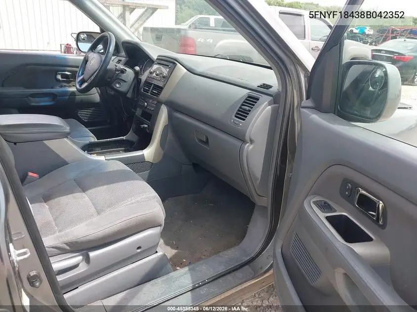 2008 Honda Pilot Ex VIN: 5FNYF18438B042352 Lot: 45385345