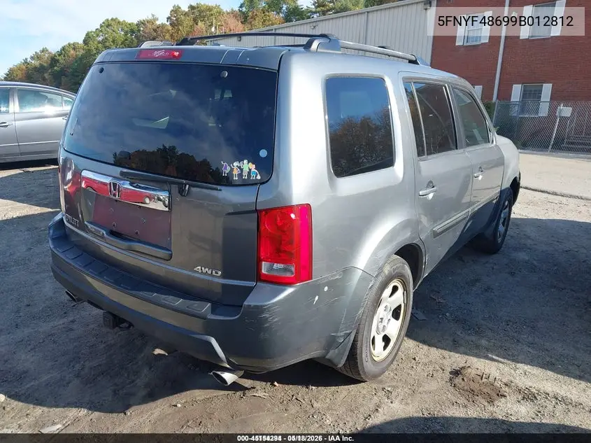5FNYF48699B012812 2009 Honda Pilot Ex-L