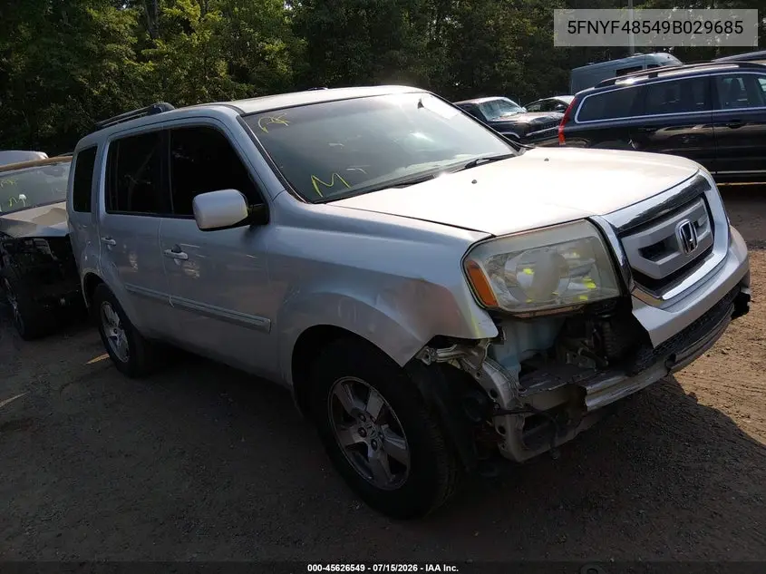 2009 Honda Pilot Ex-L VIN: 5FNYF48549B029685 Lot: 45626549
