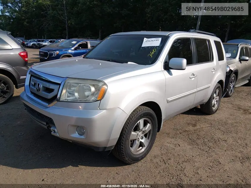2009 Honda Pilot Ex-L VIN: 5FNYF48549B029685 Lot: 45626549