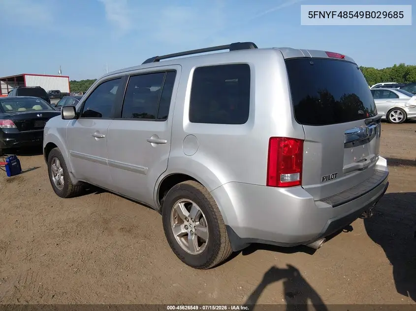 2009 Honda Pilot Ex-L VIN: 5FNYF48549B029685 Lot: 45626549