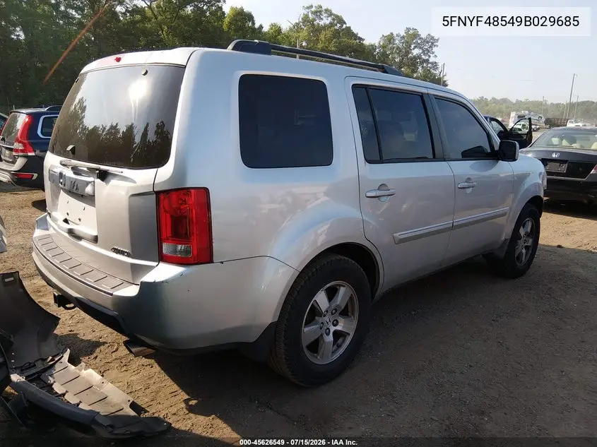 2009 Honda Pilot Ex-L VIN: 5FNYF48549B029685 Lot: 45626549