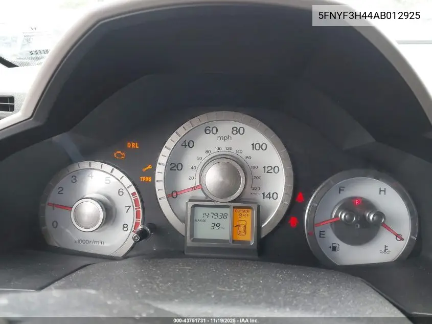 5FNYF3H44AB012925 2010 Honda Pilot Ex